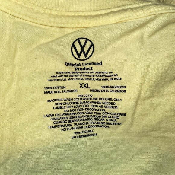$5 SALE * Volkswagen Yellow Short Sleeve Cotton Women’s T-Shirt size XXL - Picture 4 of 4